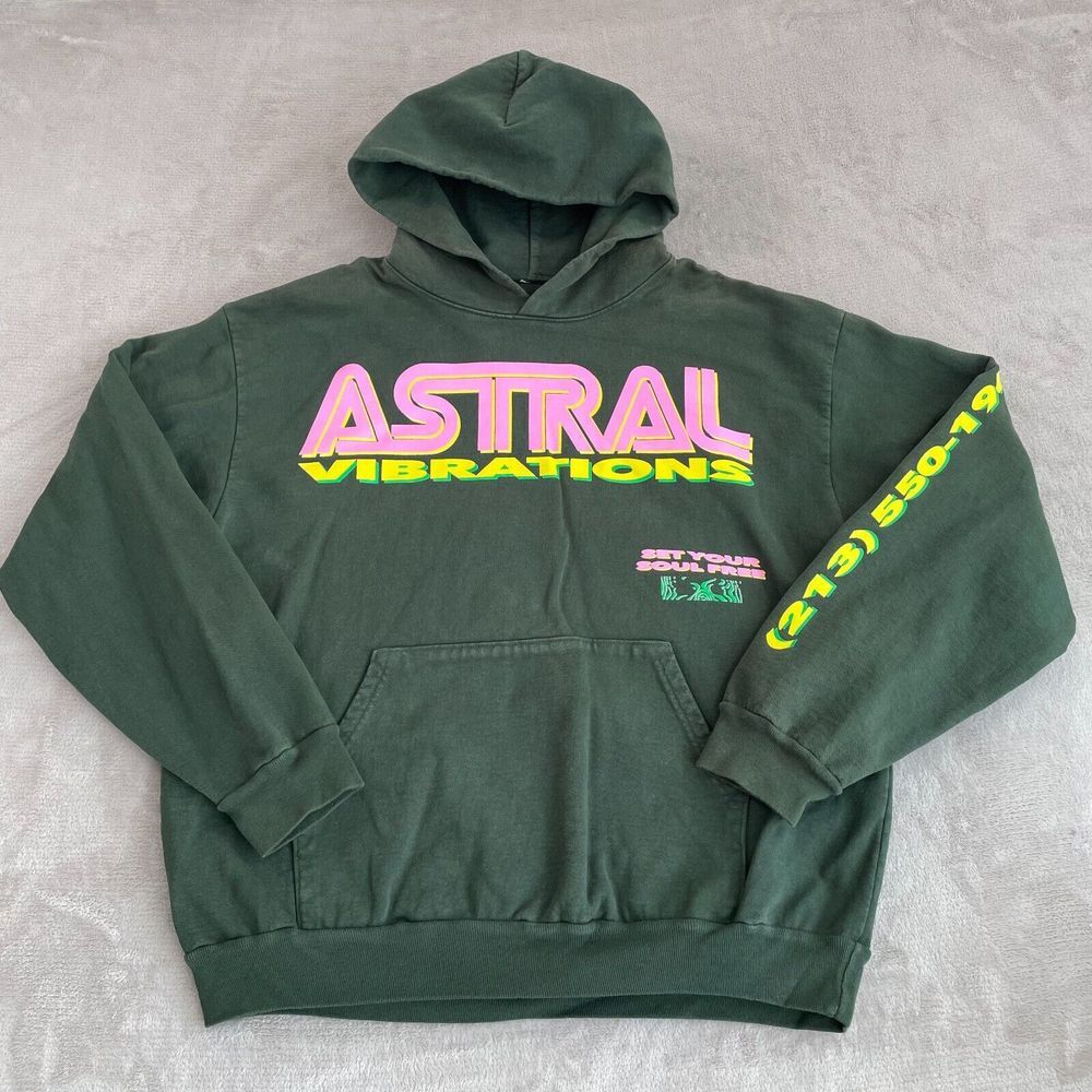 MNML Astral Vibrations Hoodie Men 3XL Ivy Green Pullover Graphic Print USA Made‎